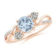 925 Sterling Silver Aquamarine Gemstone Three-stone Daughter Ring Jewelry