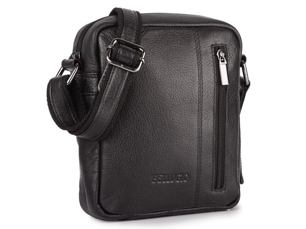 Herren UmhäNgetasche Echtleder Mittel Schultertasche Stadt-Tasche Schwarz-image