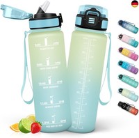 Honeyholly Trinkflasche 1L Mit Strohhalm, Trinkflasche KohlensäUre Geeignet,