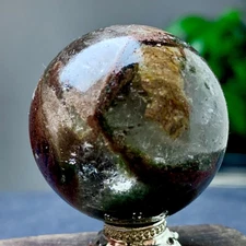 51G Natural Green Ghost Crystal Quartz Ball Crystal Sphere Mineral Specimen