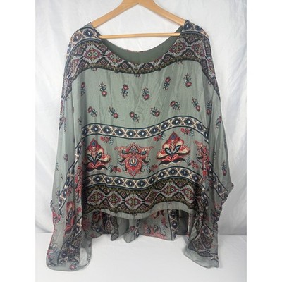 hTrend OS/L Made in Italy NWT Silk Blend Oversized Boho Poncho Top