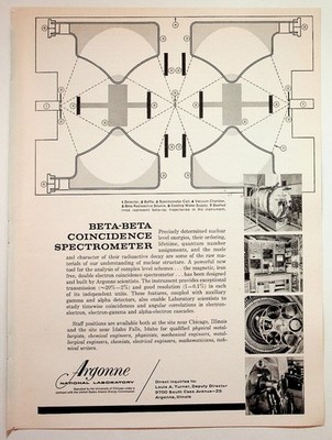 Argonne Lab Beta-Beta Spectrometer Original Science Print Ad 1950s Atomic Era