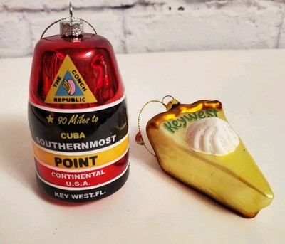 Key West Florida Glass Christmas Ornaments Southernmost Point Buoy Key Lime Pie