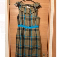 Marc by Marc Jacobs Silk Wool Sleeveless Plaid Dredd Ruffle Neckline Olive 2