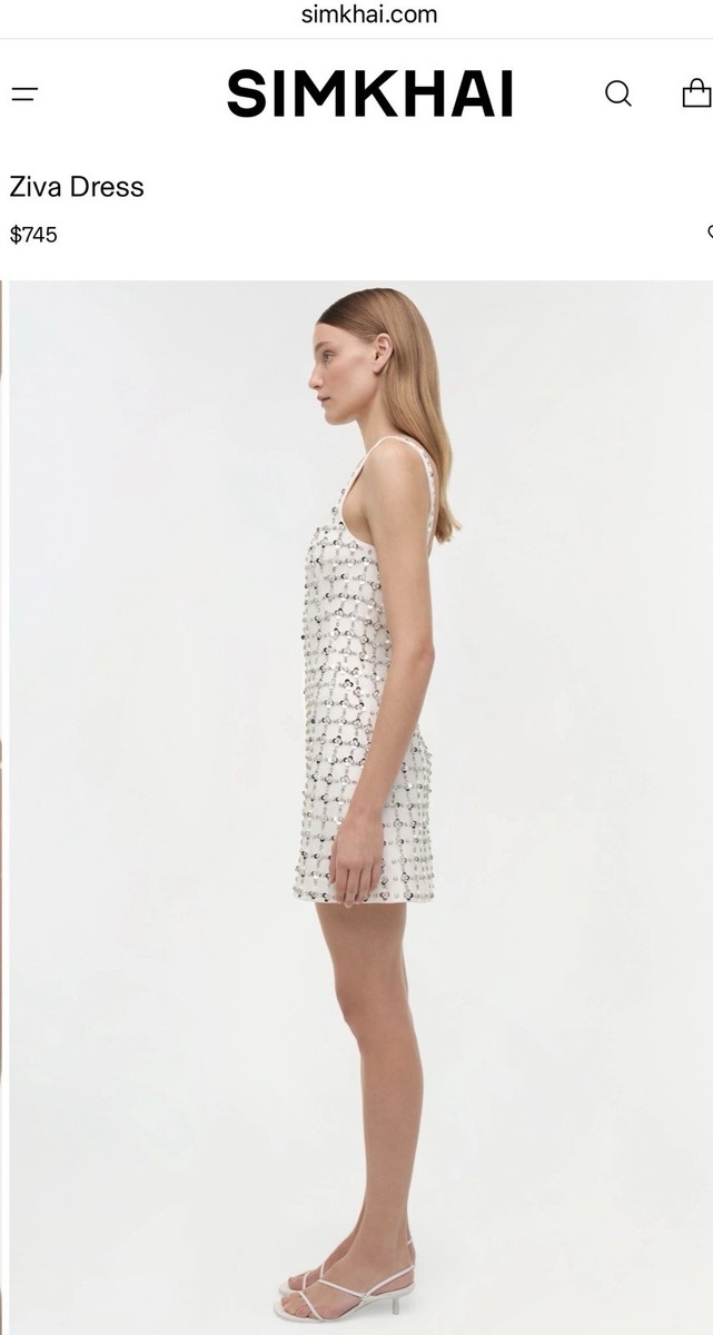 SIMKHAI Ziva Embellished Mini Dress White Sequin Size 6 NWT Mild Defects |  eBay