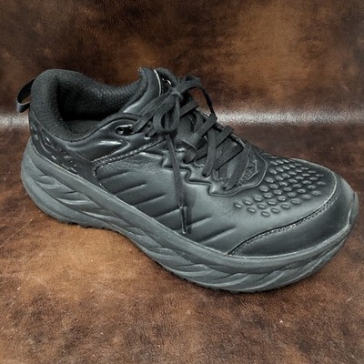 Hoka One One Bondi SR Black Leather Slip Resistant  Women Sz 9.5 /42 Athletic