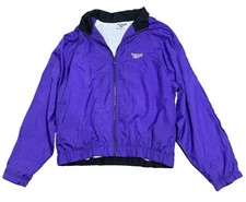 Vintage Reebok Jacket Mens Medium Purple Black White Colorblock Windbreaker 90s