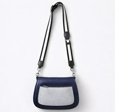 MARC JACOBS Empire City Messenger Leather Blue, Black, & Gray Bag Guitar Strap