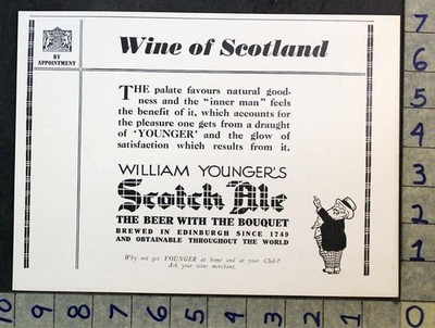 1934 WILLIAM YOUNGERS SCOTCH ALE WINE SCOTLAND BEER BREWERY EDINBURGH AD FC13695