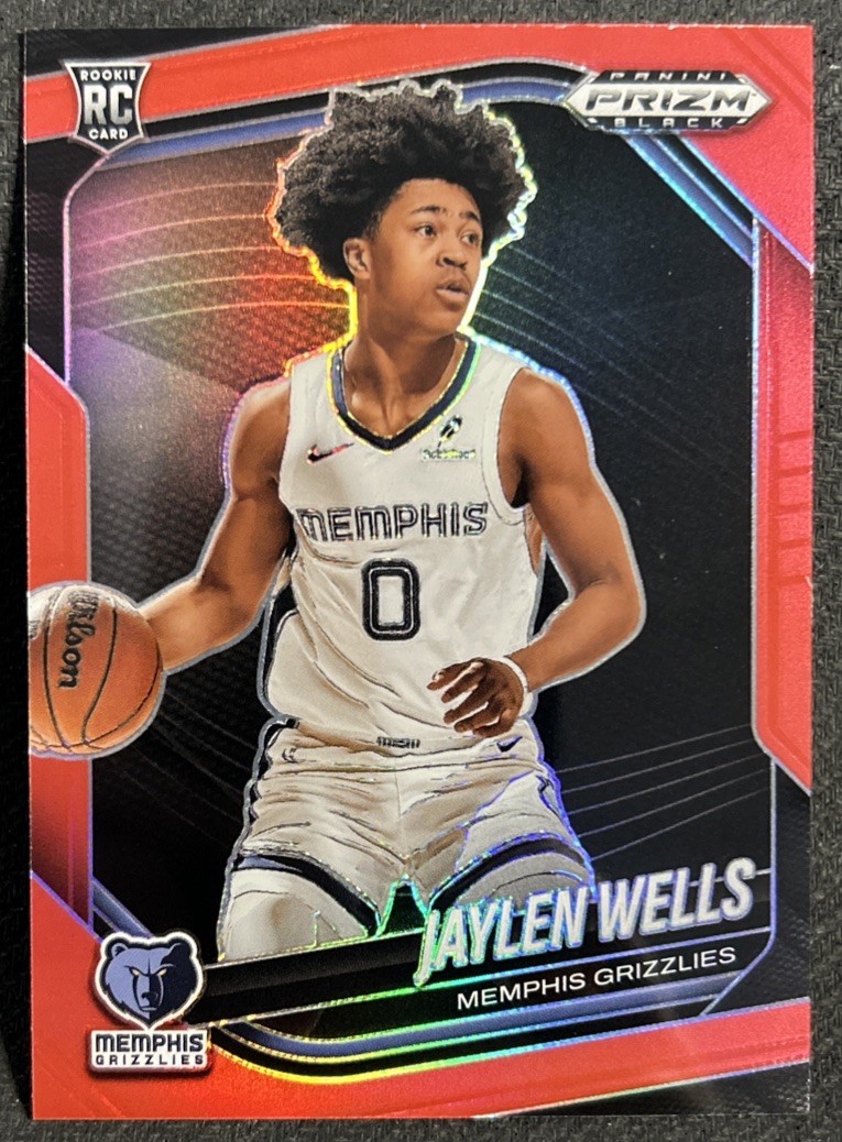 2024-25 Panini Prizm Black Red Prizm Jaylen Wells RC /299 #34 Grizzlies