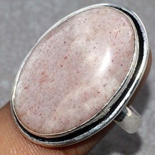 925 Silver Plated Sunstone Ethnic Ring Handmade Gemstone Size US 10 JW