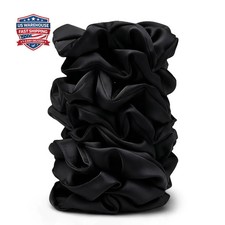Satin Scrunchies for Women 8PCS Black Silk Hair Ties No Crease, Frizz-Free,