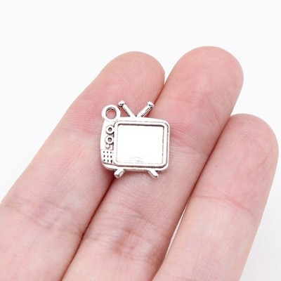 50PCS  Silver Tone Metal 2 Sided TV Television Charm Pendant GGS180