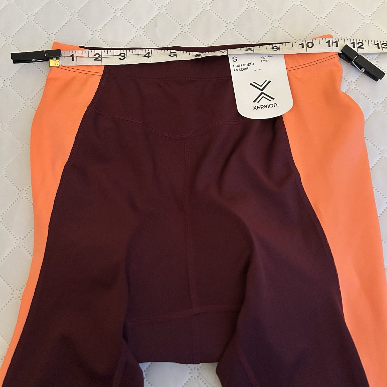 Xersion Padded Cycling Leggings Full Length High Rise Women Small Maroon UPF NWT