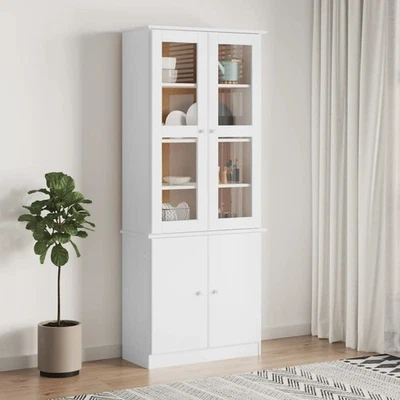 Vitrine en verre ALTA blanc 77x35x186,5 cm bois de pin massif armoire vidaXL - Photo 1/2