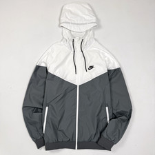 Nike Windrunner Hooded Windbreaker Jacket Mens XL Grey White 727324-084