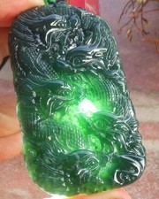 Video Certified Green 100 Natural A Jade jadeite Pendant 9 Dragon 121968 VS