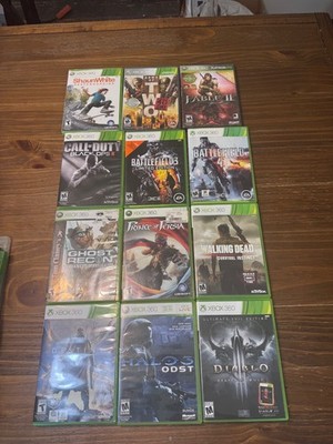 Xbox 360 Video Game Lot of 12 Halo 3 ODST Black Ops II Battlefield Diablo