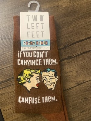 Two Left Feet Retro Remix IF YOU CAN'T CONVINCE THEM CONFUSE THEM Small Socks