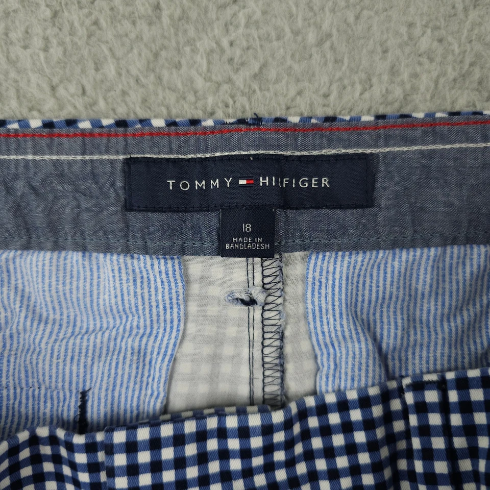 Tommy Hilfiger 短裤女式 18 蓝色白色格子格子斜纹布弹力学院风 — 第 3/4 张图片