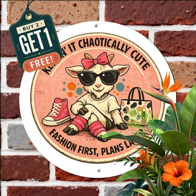 I'm Not A Hot Mess I'm A Spicy Disaster Funny Pink Cow Round Tin Sign Decor
