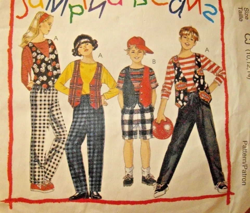 8310 UNCUT Vintage McCalls Boys Girls  Pattern Vest Top Pants Shorts 10-12-14 - Image 4 of 4