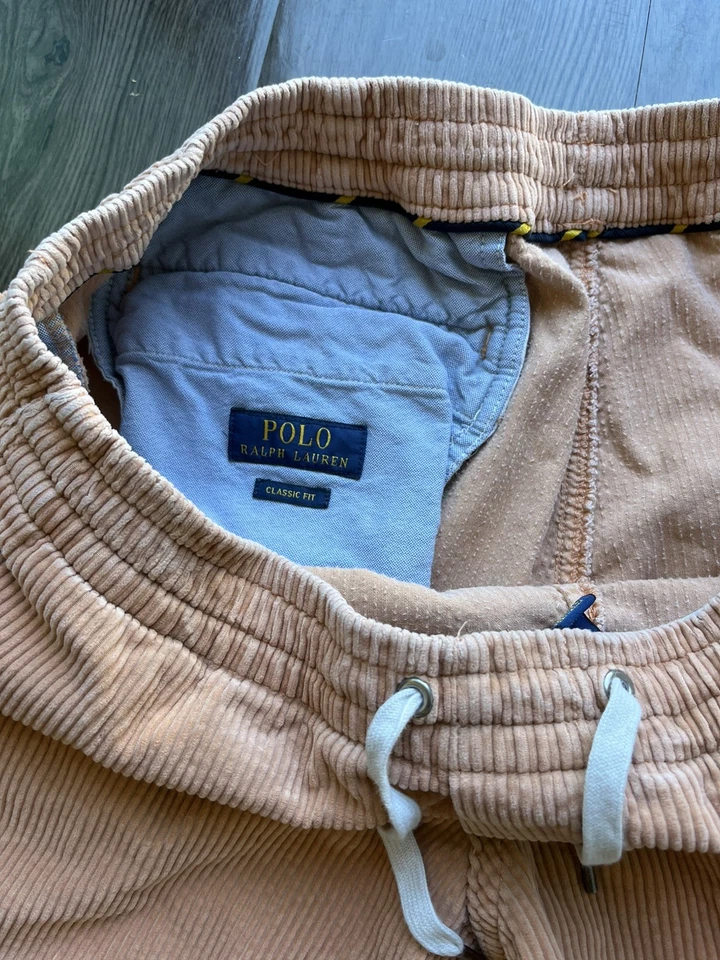 Pantalones Cortos Polo Ralph Lauren Pana Algodón Tostado Cordón Para Hombres Grande Salón Preppy Foto 4 de 4