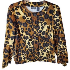 Additions by Chico's Size 1/Medium Animal Print Cotton Topper Jacket