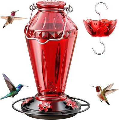 Hummingbird Feeders for Outdoors, 25Oz Glass Hummingbird Feeder with Perch & 5 B