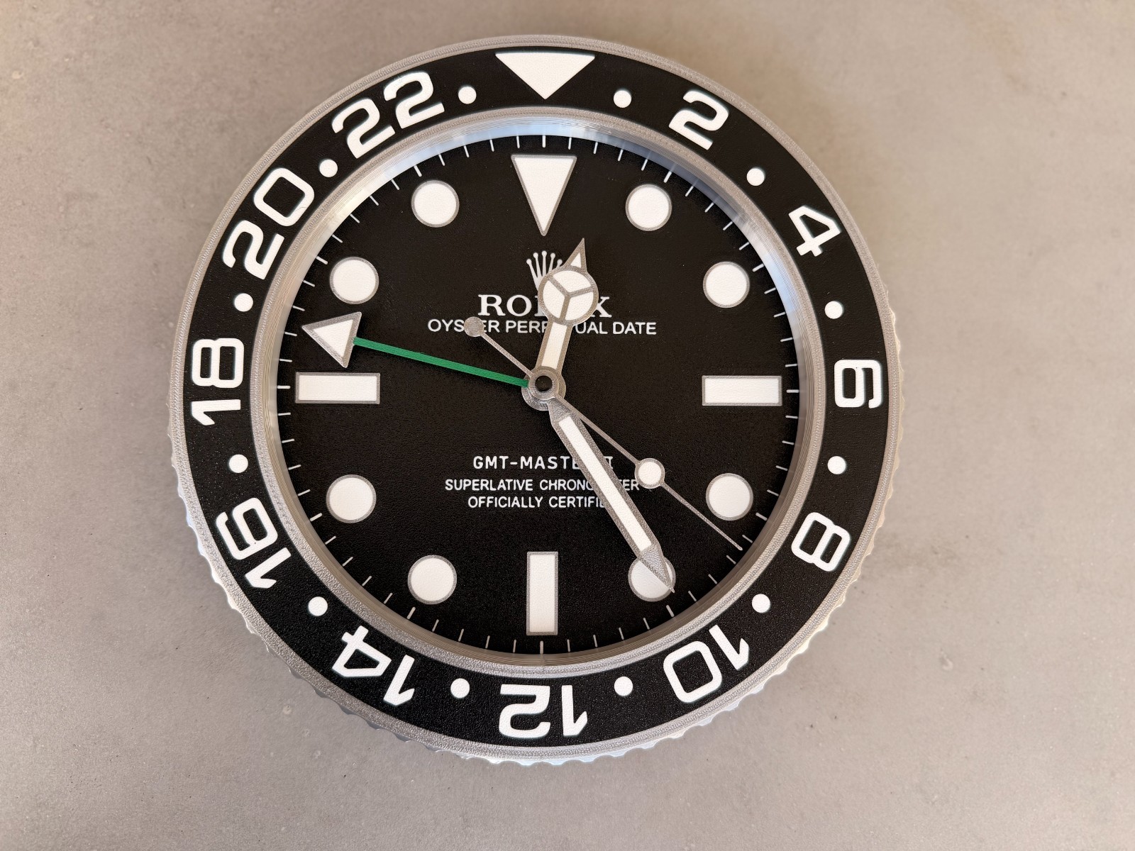 10" Wall Clock - Black - Inspired by Iconic GMT Watch - 3D P