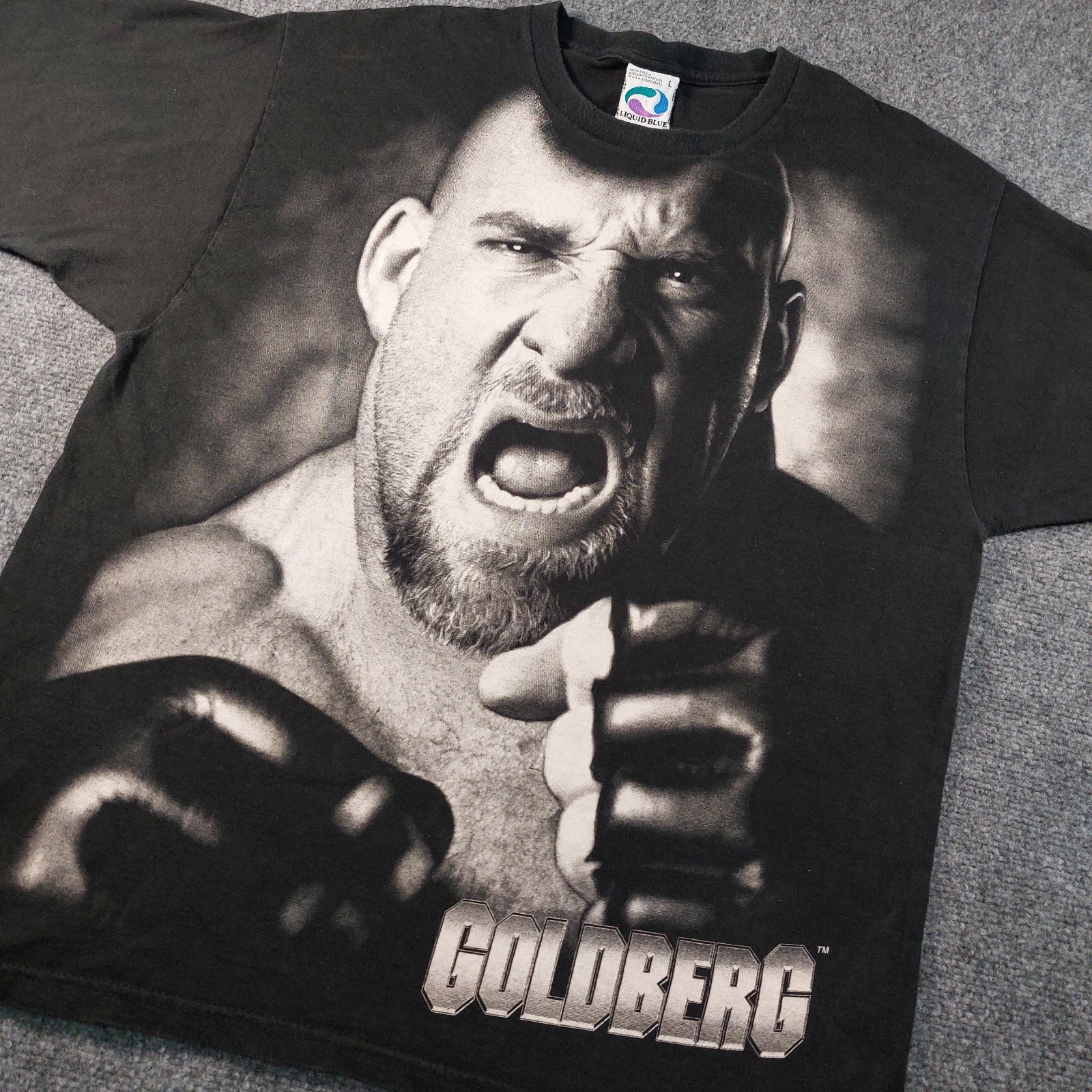 Vintage 90s WCW Goldberg Shirt Mens Large RARE Liquid Blue COA 1998 Wrestling