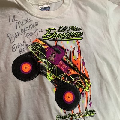 [RARE] LIL MISS DANGEROUS SIGNED TSHIRT 2006 YOUTH MEDIUM MONSTER TRUCK GIRLS 
