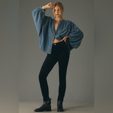 Anthropologie Pilcro Skinny Corduroy High-Rise Jeans in Midnight Navy  27