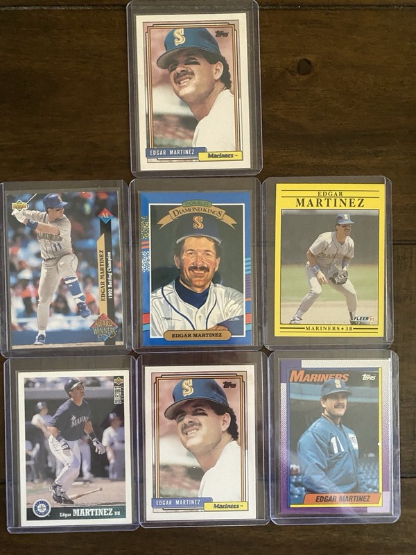 Edgar Martinez Lot Of (7) 1990-1997 Upper Deck, Topps,Fleer,Leaf