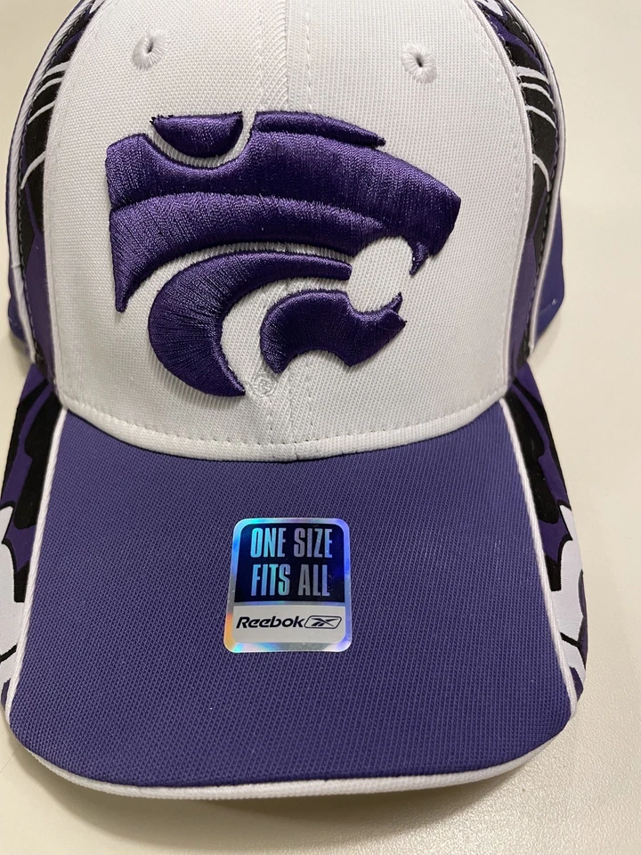 Rebook Embroidered Kansas State Wildcats Hat Mens OSFA NWT Purple/White - Image 2 of 4