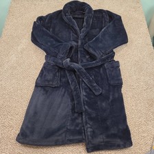 L. L. Bean Men's Wicked Plush Fleece Robe Size M Navy Blue W/ Front Pockets