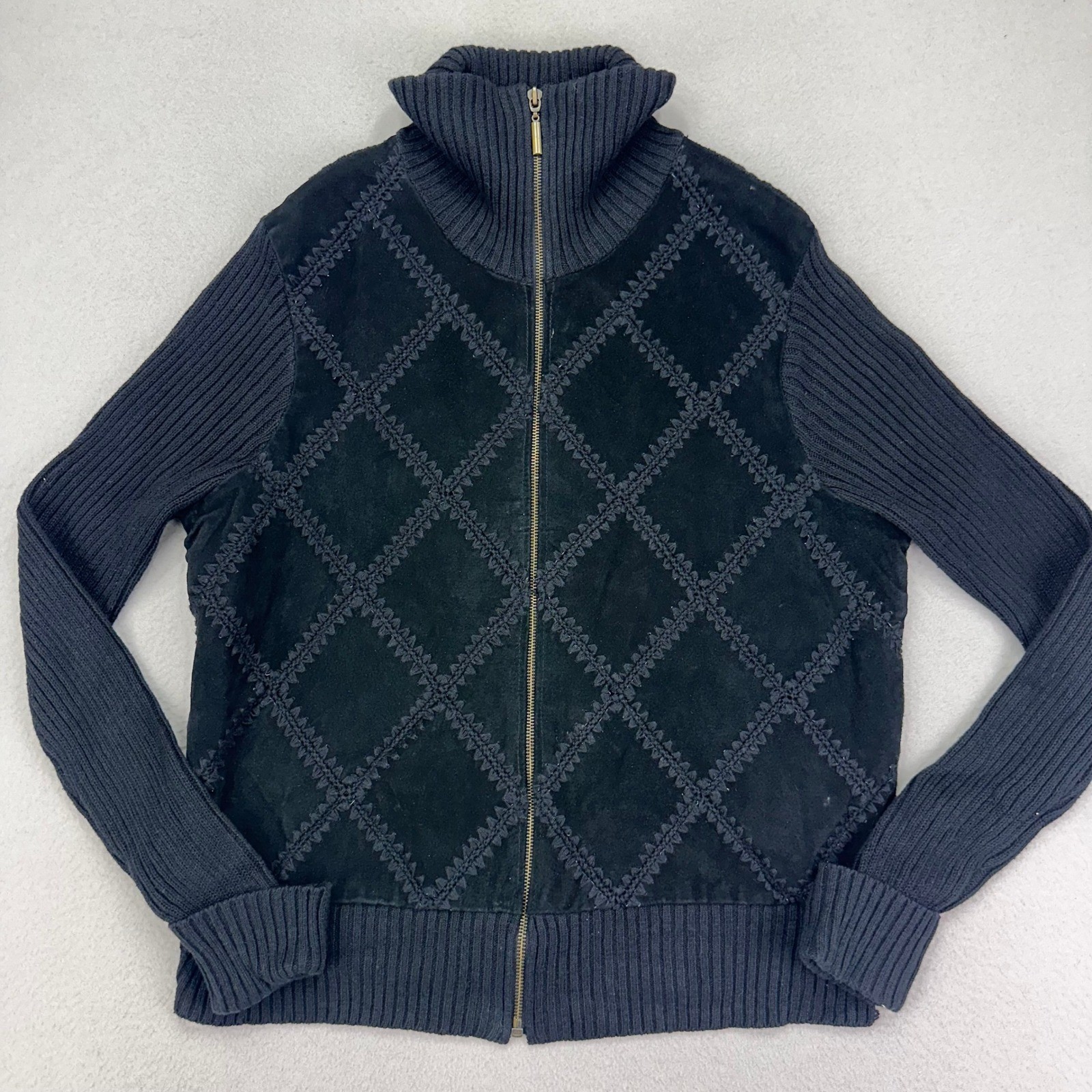 Vintage White Stag Jacket Suede Patchwork Womens … - image 1