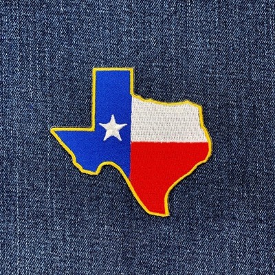 Texas Patch - Embroidered TX Flag & Map Badge 3-1/8'' (Iron On)