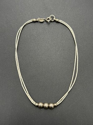 9 Zoll Sterlingsilber Brad Kugel Doppelstrang Armband C23