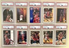 (10) MICHAEL JORDAN PSA 8 CARD LOT OF BASE CARDS ALL DIFFERENT FLEER UD TOPPS