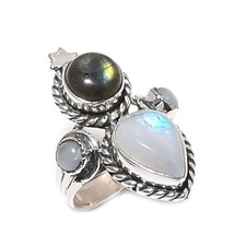 Moonstone Gemstone Handmade 925 Sterling Silver Jewelry Ring Size-7,8,9,10