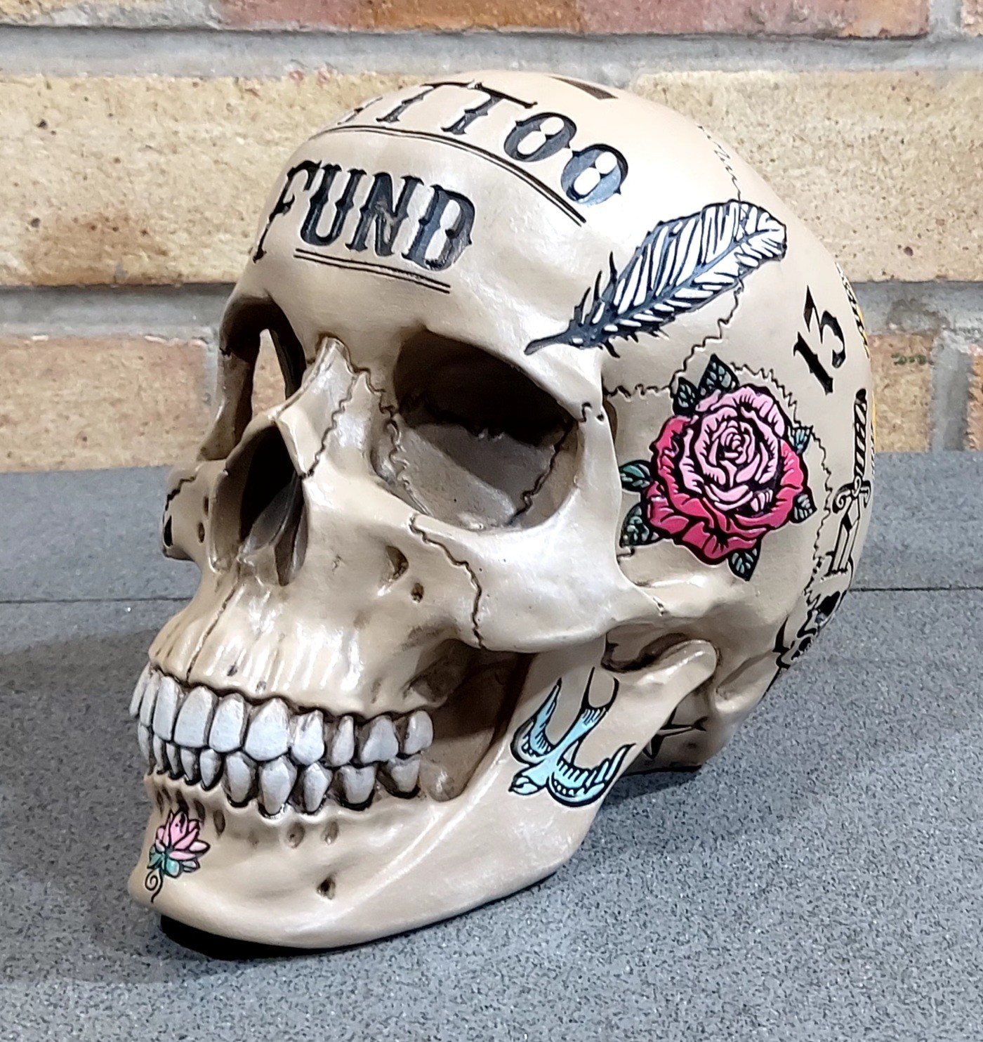 Tattoo Fund Skull Money Box Natural Bone Coloured Nemesis Now
