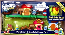 Papa Smurf & Smurfette Deluxe Pack + Push & Go Snail Bonus. Plus # Hologram BNIP