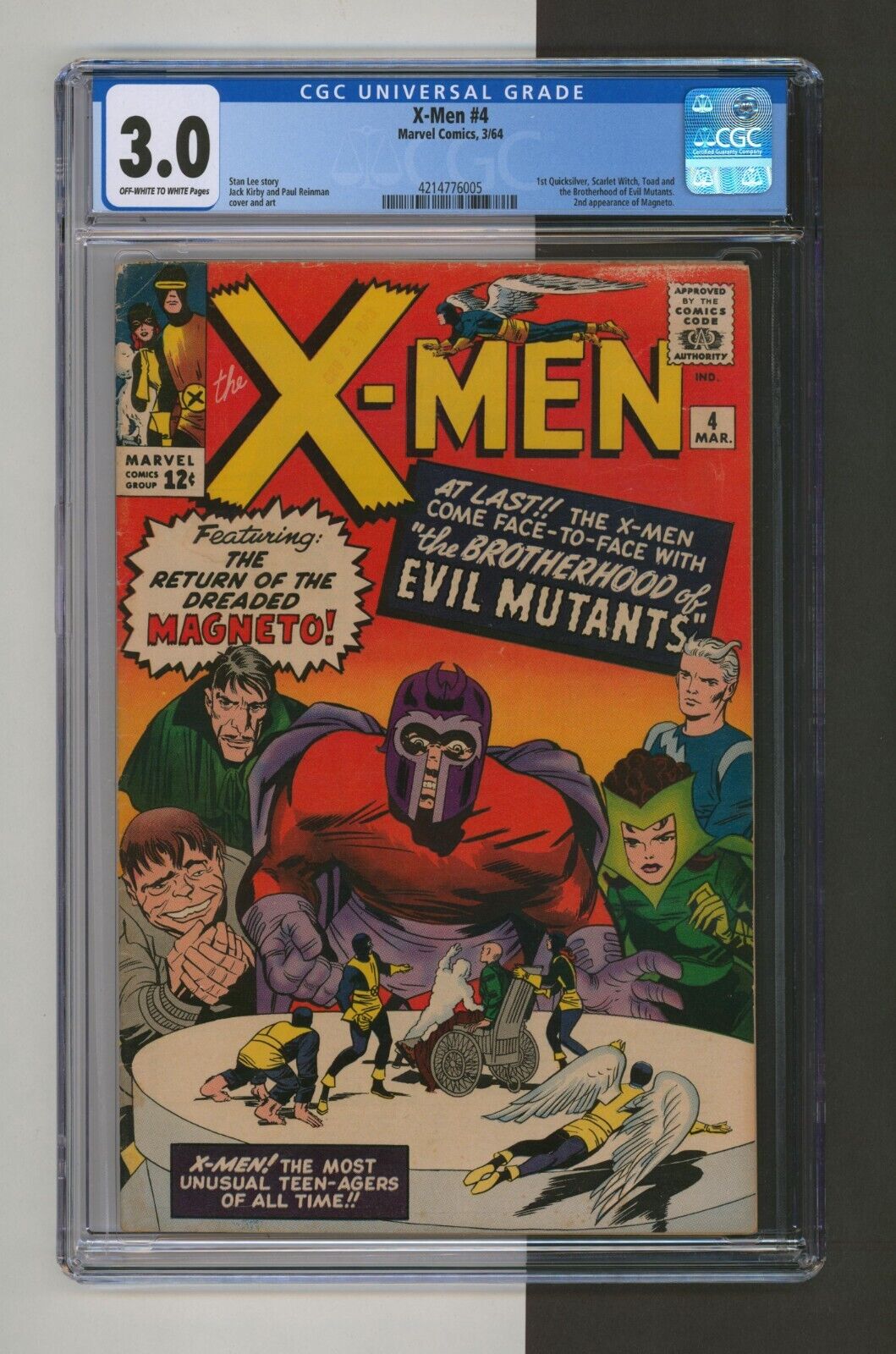 X-Men #4 CGC 3.0 Marvel '64 1st app Quicksilver Scarlet Witch Toad 2nd Magneto