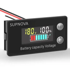 SUPNOVA Battery Monitor12v 24v 36v 48v 60v 72v ,Car Golf cart Battery Indicator