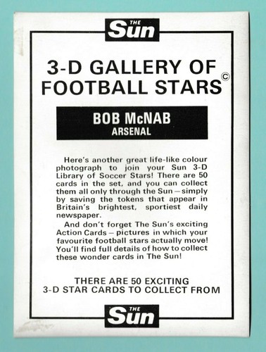 FOOTBALL - THE SUN - GALLERY OF FOOTBALL STARS - BOB McNAB OF ARSENAL - 1972 - Picture 2 of 2