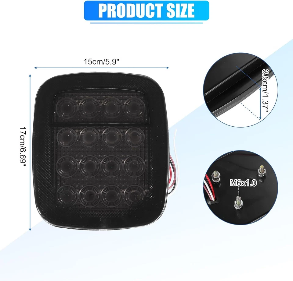Luz trasera ahumada 16 LED parada de freno para Jeep Wrangler YJ TJ CJ universal Foto 2 de 4