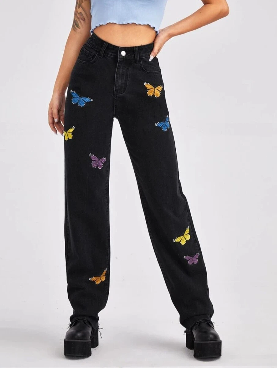 Jeans with hotsell embroidery on legs