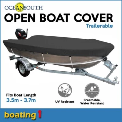 Trailerable Open Boat Cover Oceansouth 3.5m-3.7m - Black - image 1 of 3