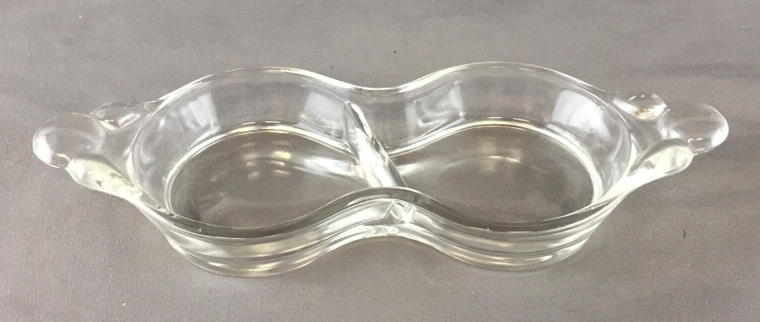 Vintage Duncan & Miller Teardrop Clear Glass Divided Relish Pickle Dish